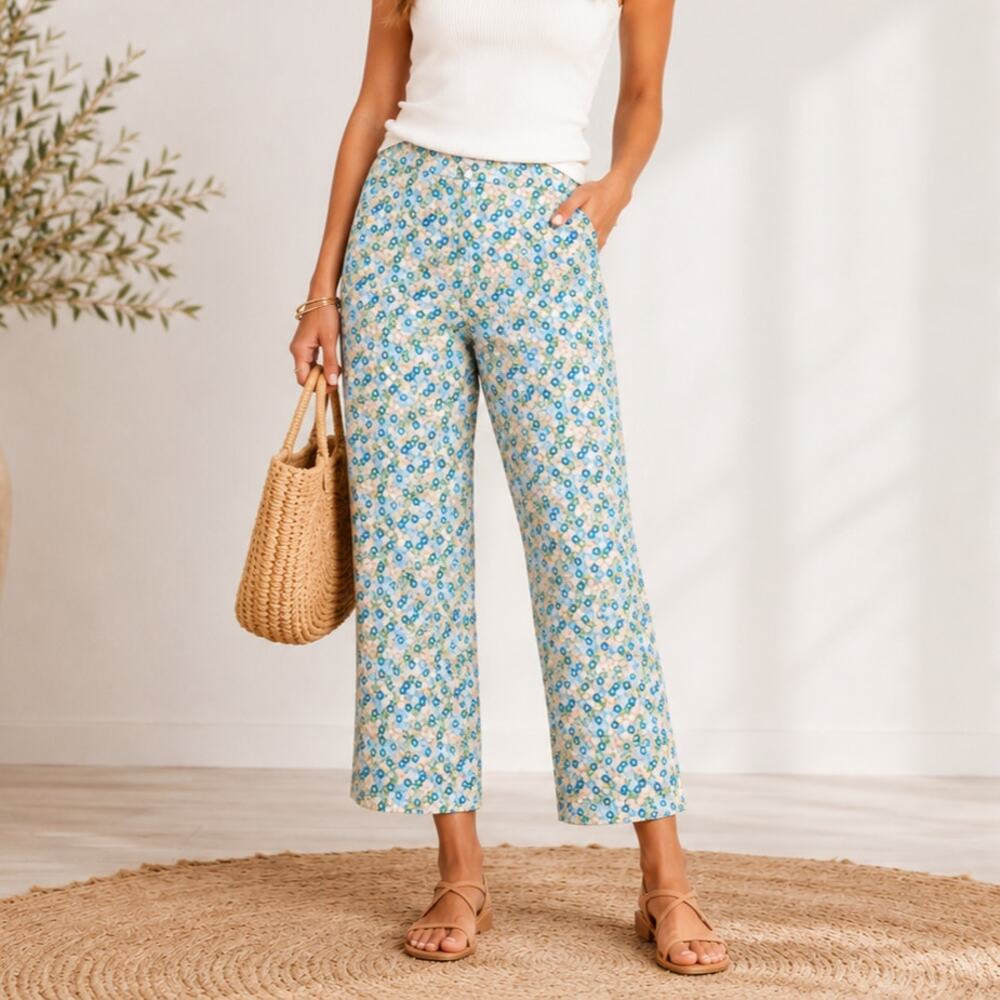 JH Collectibles Stretch Cropped Pants Women's Size 8 Casual Retro Pastel Resort
